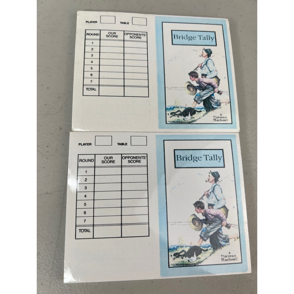 NEW Set of 2 Vintage Norman Rockwell Bridge Tally Cards Fishing Illustration